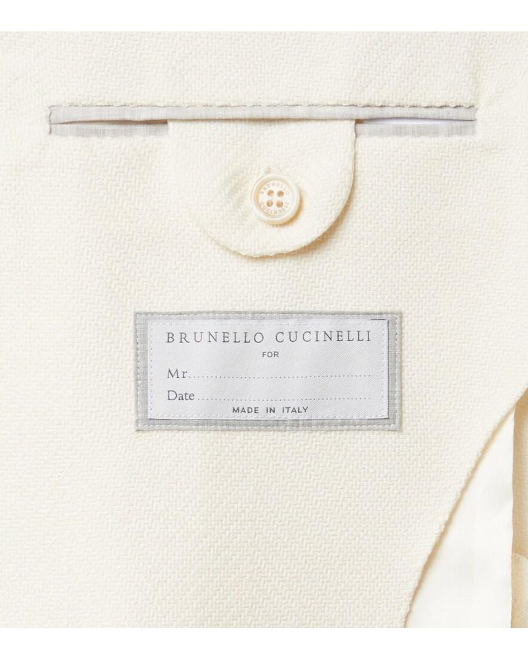 Brunello Cucinelli Natural Herringbone Wool And Cotton Blazer for men