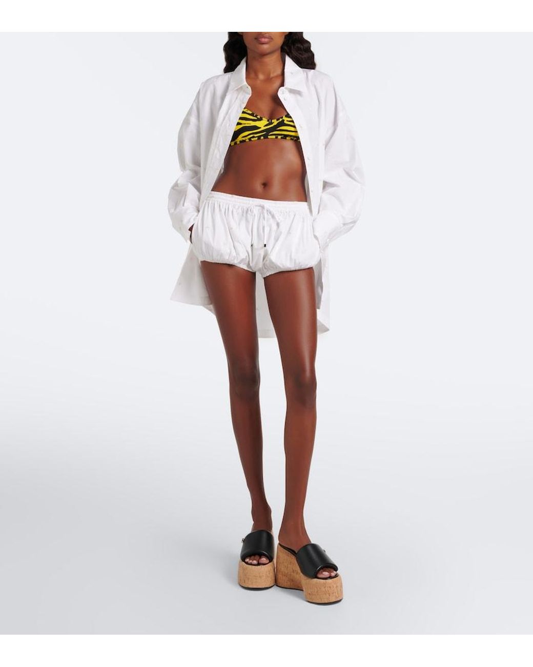 The Attico White Embroidered Cotton Shorts