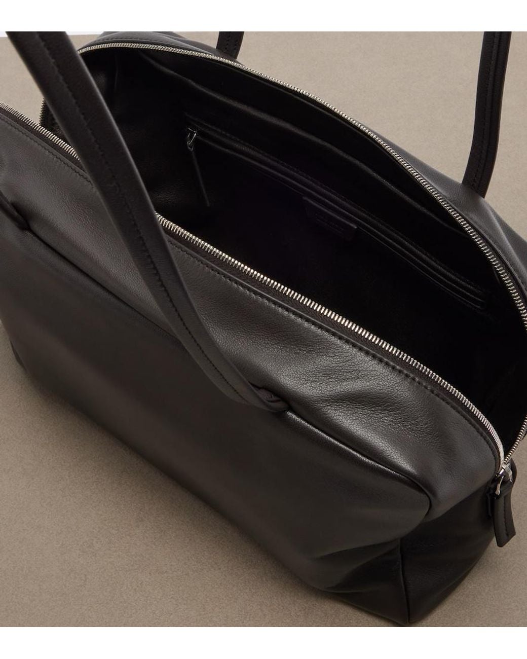 The Row Black Astra Medium Leather Shoulder Bag