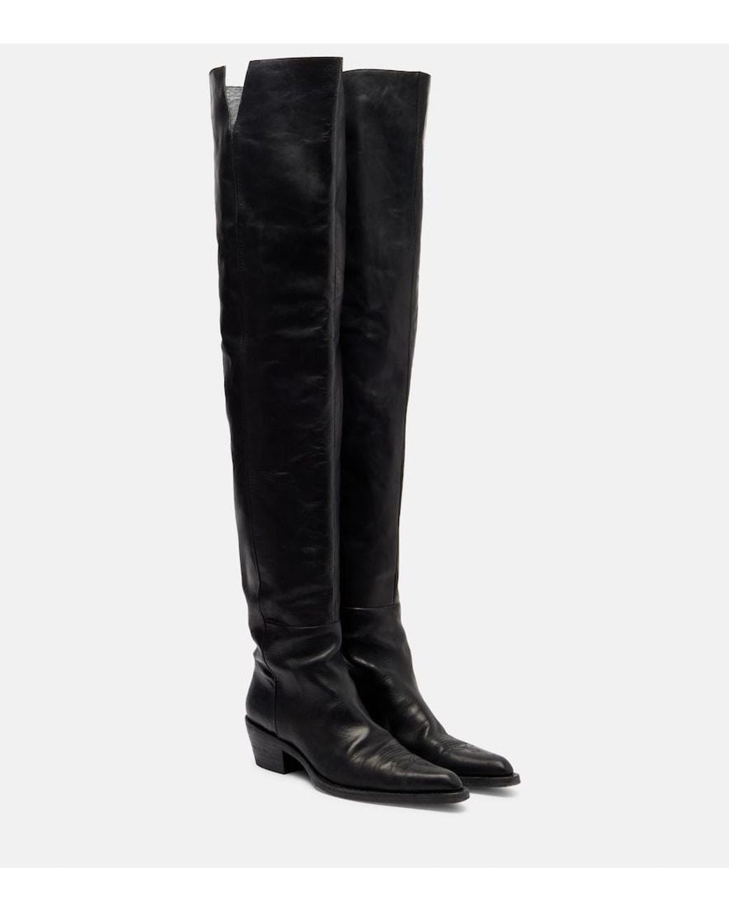 Khaite Black Clive 35 Leather Over-The-Knee Boots