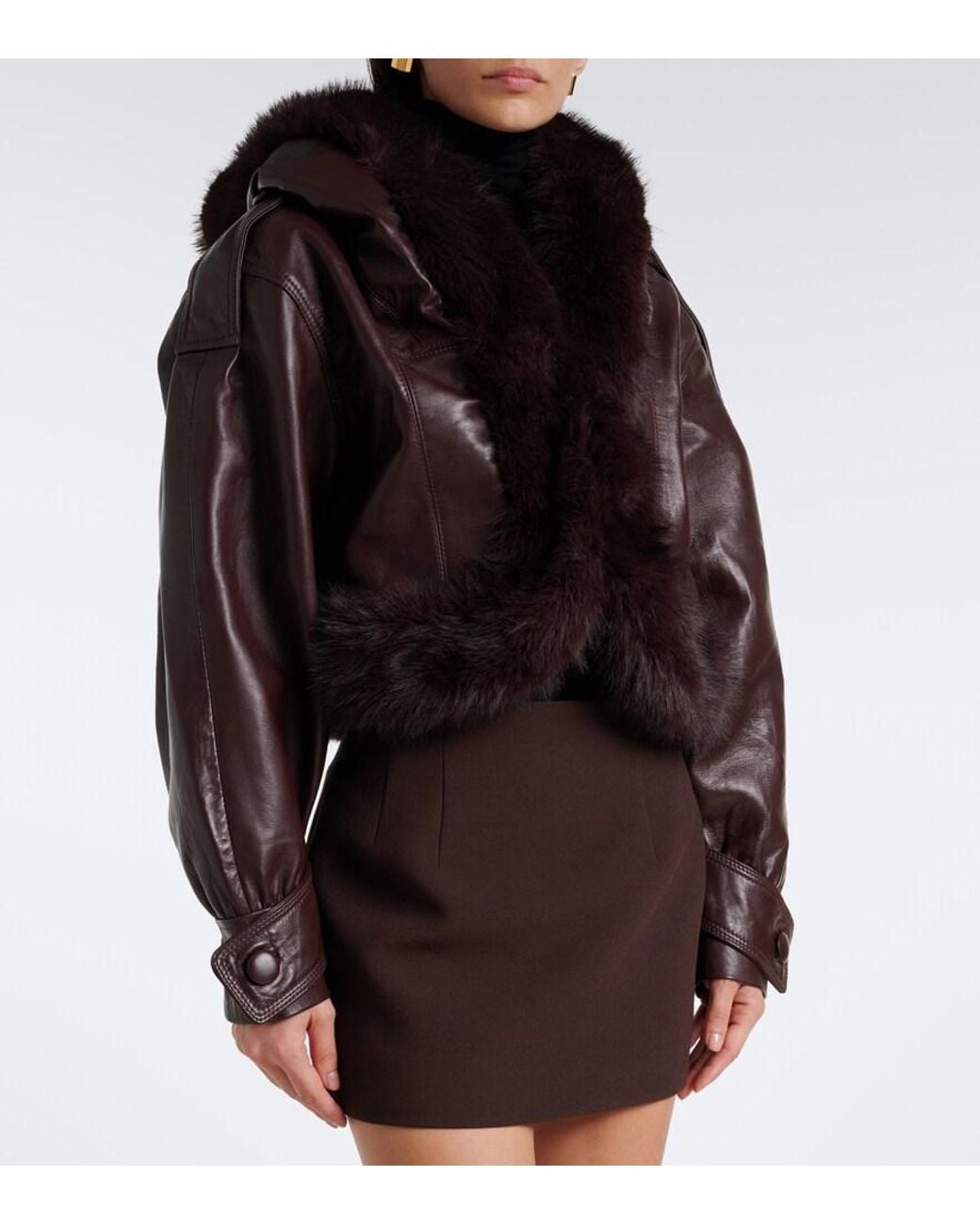 retroféte Black Jia Cropped Leather Jacket