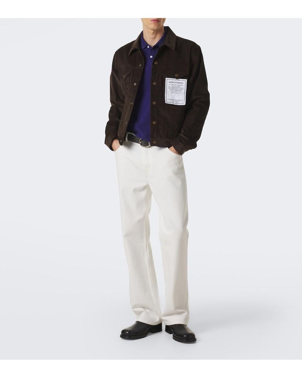Acne Black Patch-Applique Cotton Corduroy Jacket for men