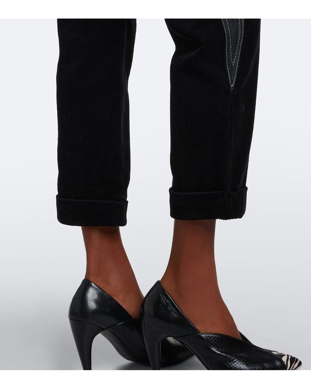Isabel Marant Black Revene Cotton And Linen Straight Pants