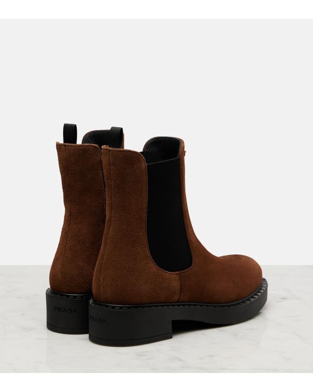 Prada Brown Chelsea Boots Chocolate Aus Veloursleder