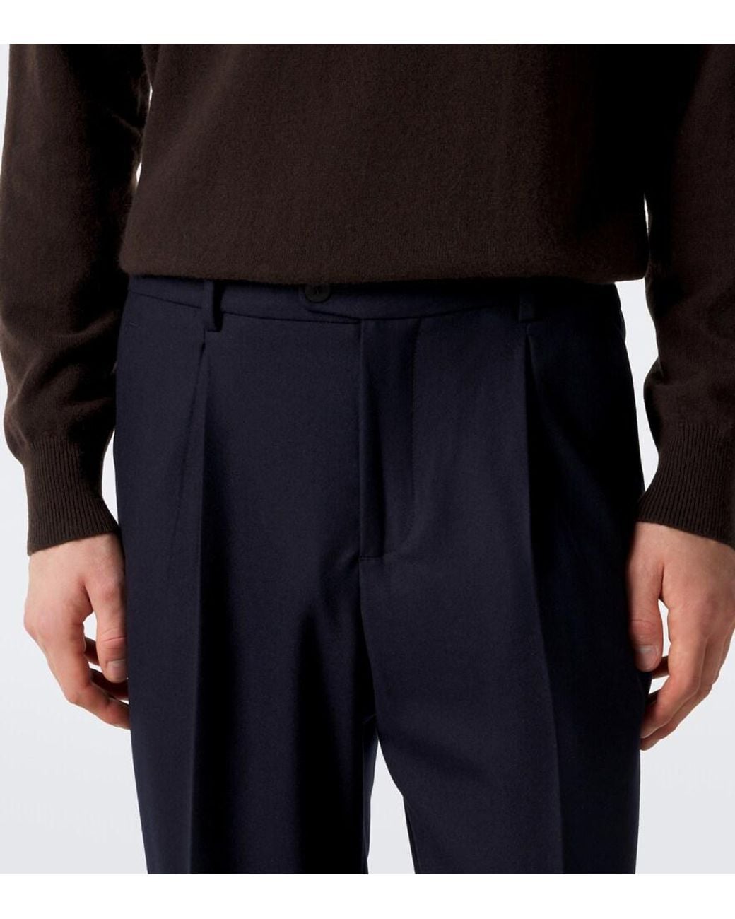 Thom Sweeney Blue Wool-Blend Chinos for men