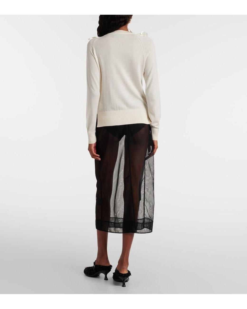 Simone Rocha White Wool And Silk Cardigan