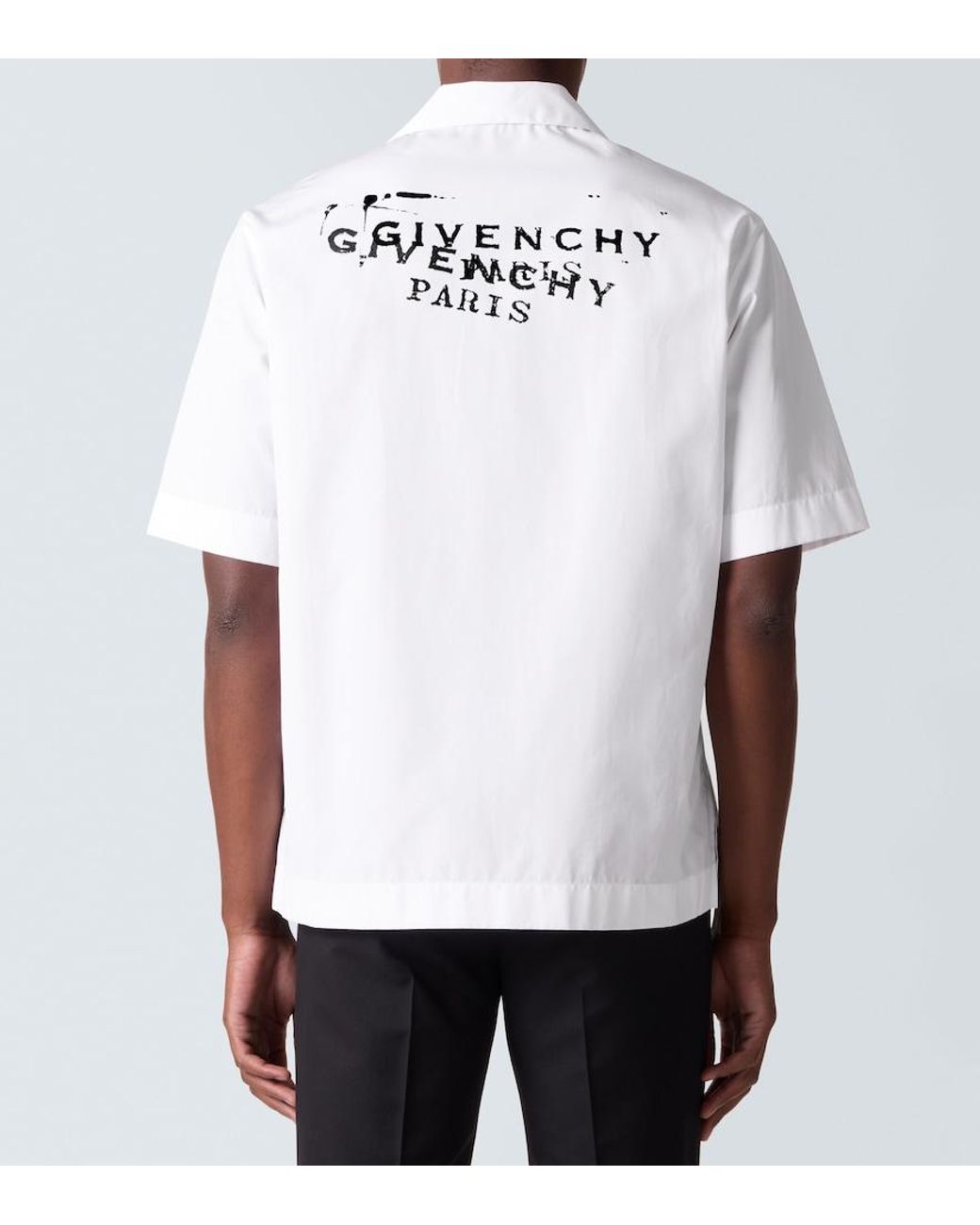 Givenchy White Logo Cotton Poplin Bowling Shirt for men