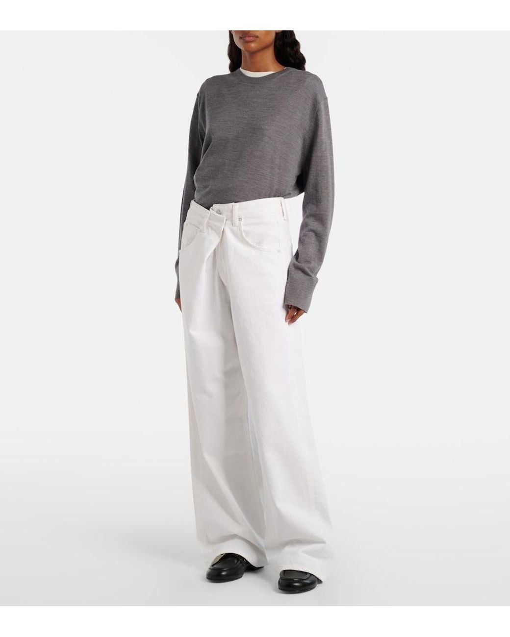 Agolde White Vana Fold Wide-Leg Jeans