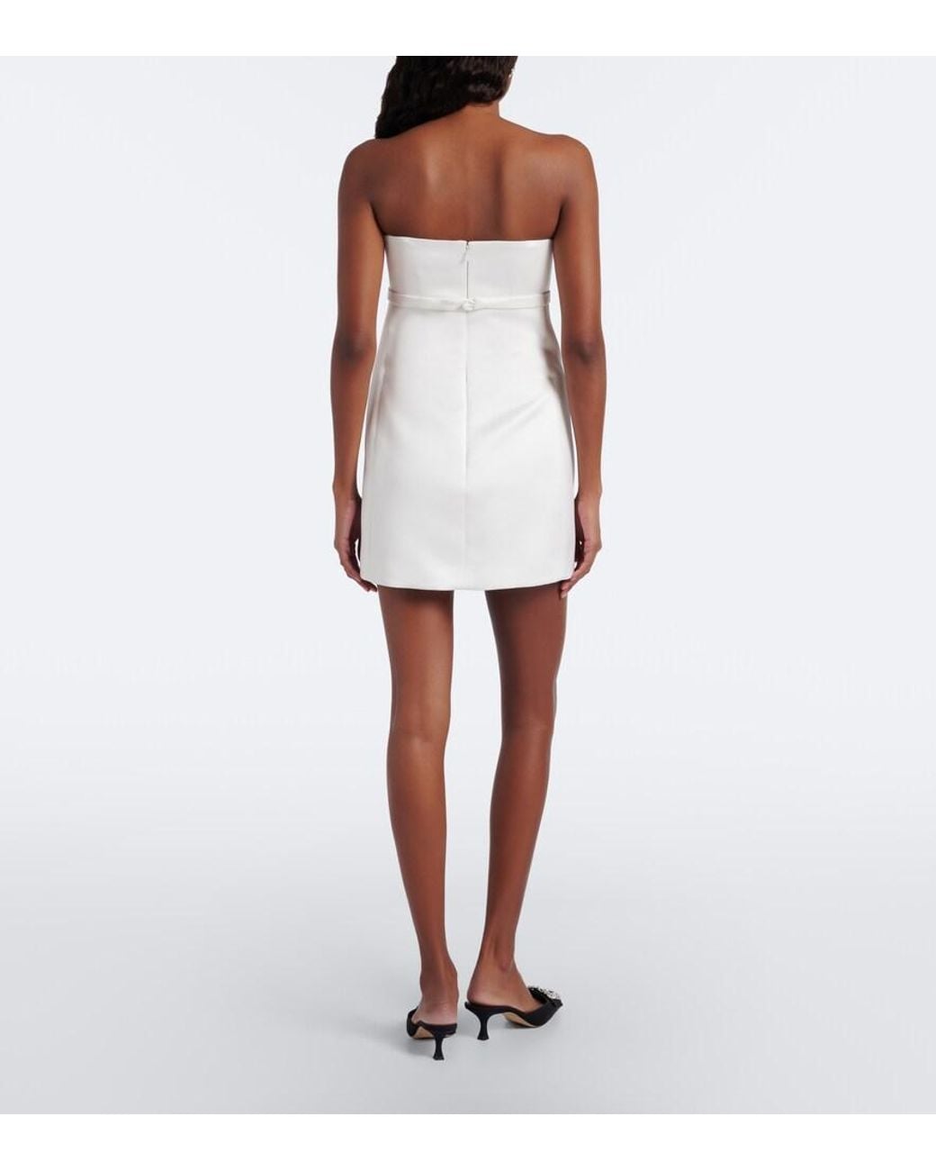 Safiyaa White Bridal Leera Bow-Detail Crepe Minidress