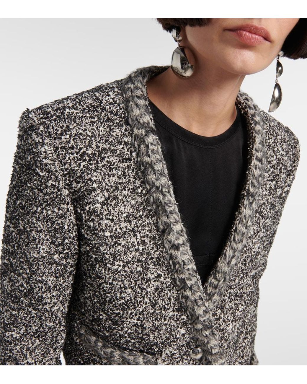 Isabel Marant Gray Gwendoline Cropped Tweed Blazer