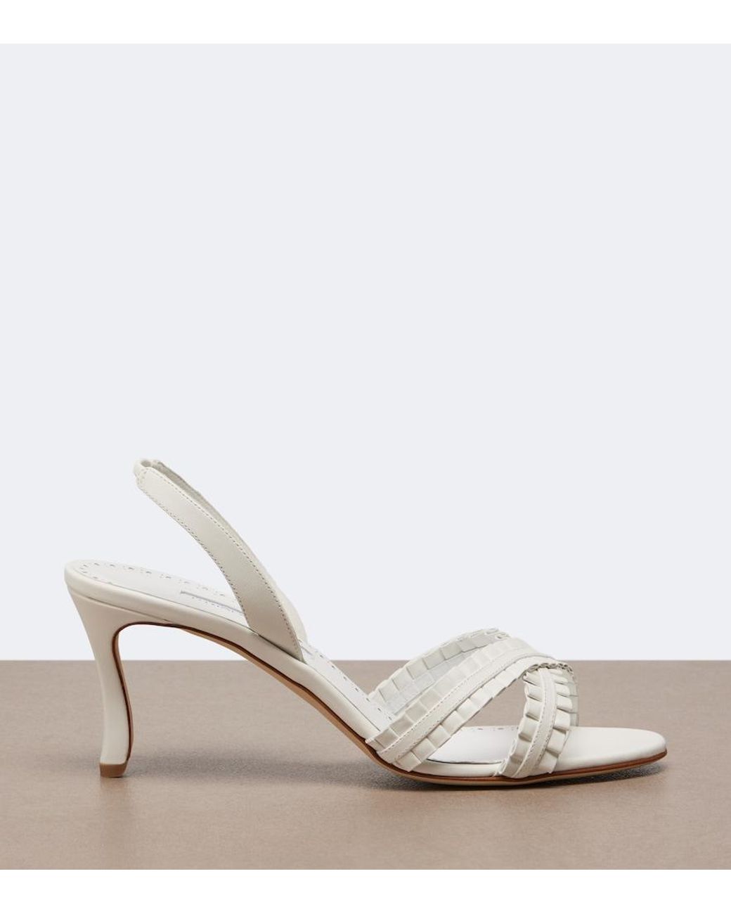 Manolo Blahnik White Volusan Leather Slingback Sandals