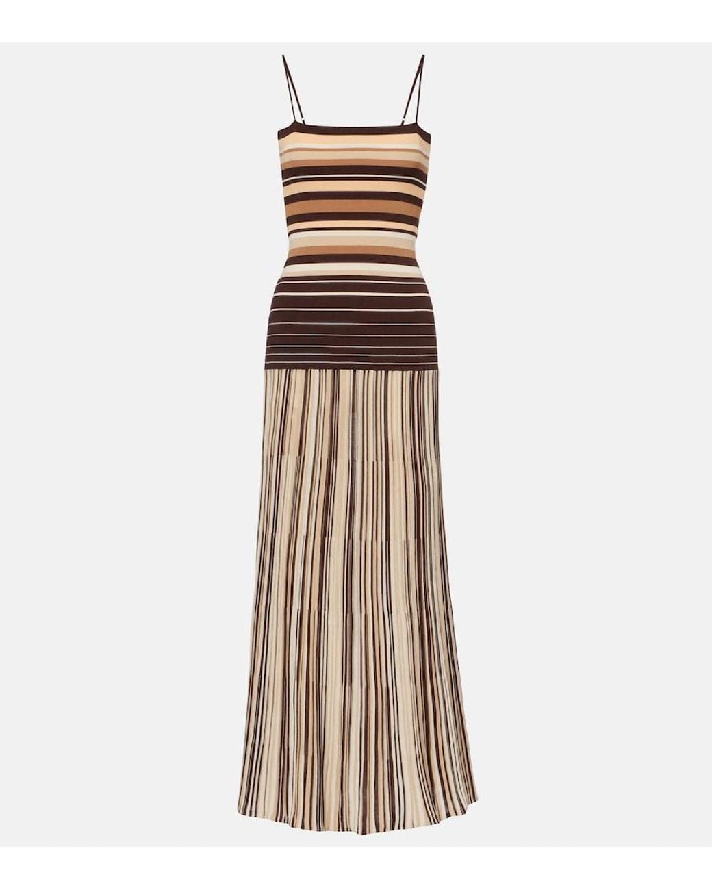 Faithfull The Brand Natural Esenia Striped Cotton-Blend Midi Dress