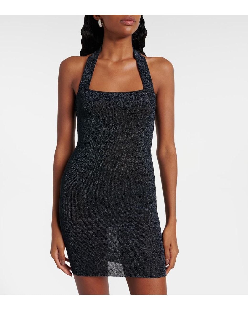 AYA MUSE Black Gathered Lame Minidress