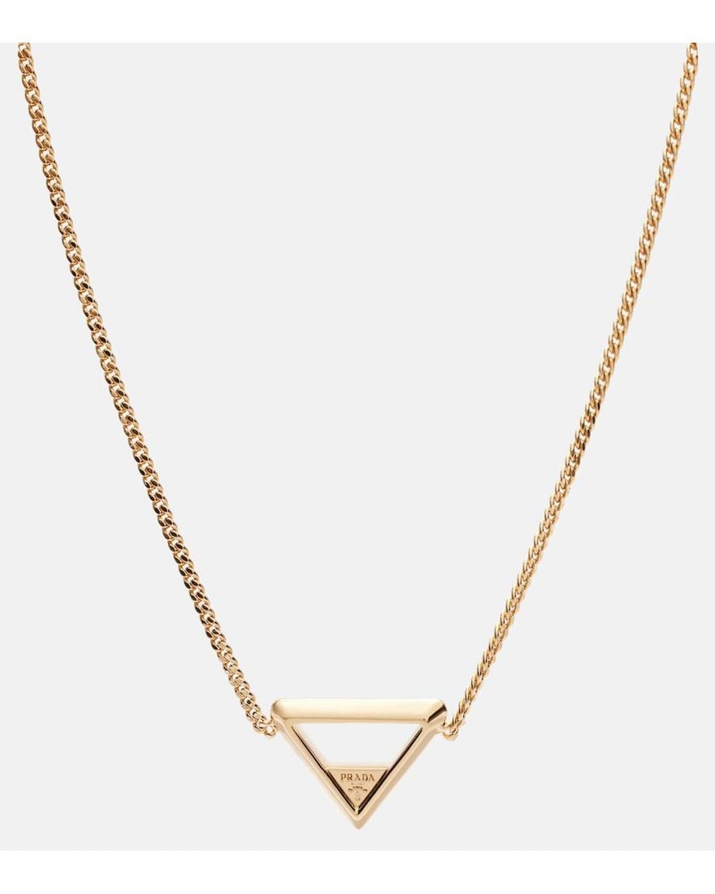 Collier Chaine A Logo Prada en coloris Metallic