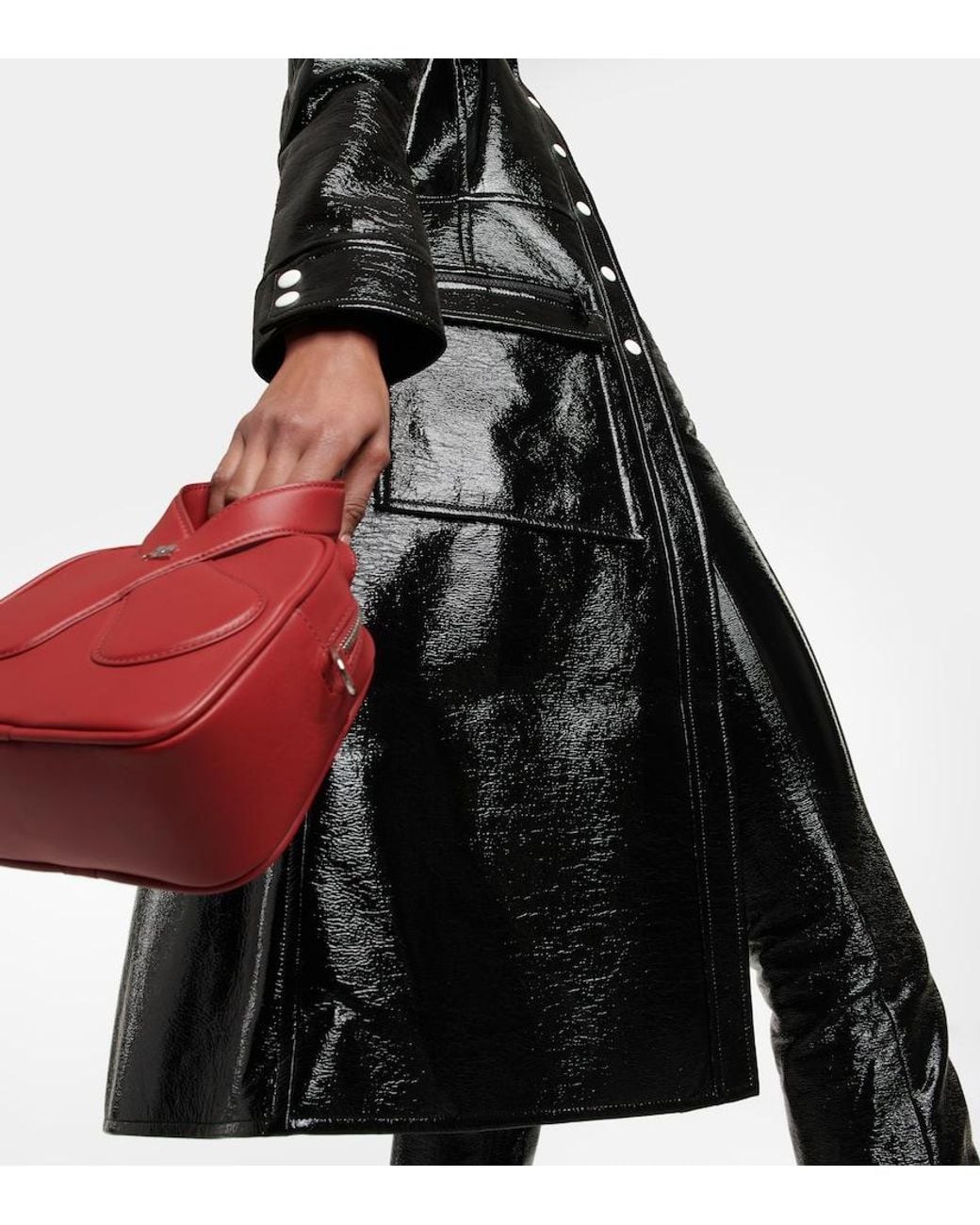 Courreges Black Logo Cotton-Blend Trench Coat