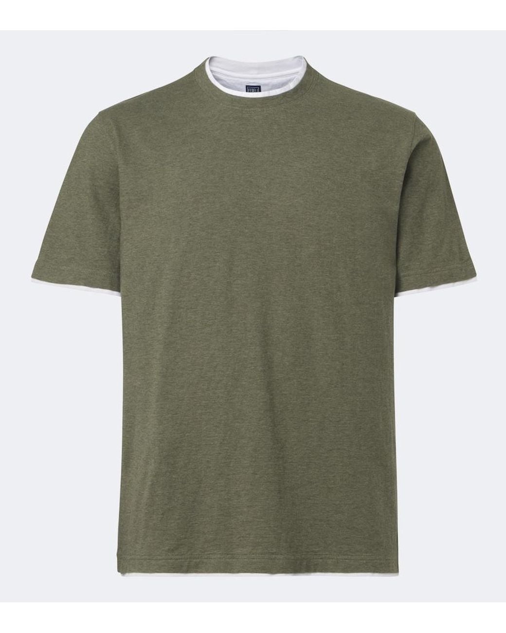 Fedeli Green Cotton Jersey T-Shirt for men