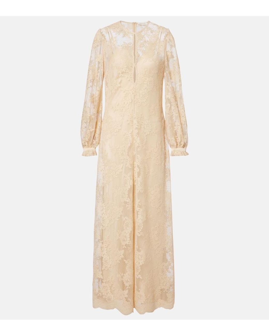 Zimmermann Natural Como Silk-Lined Lace Maxi Dress