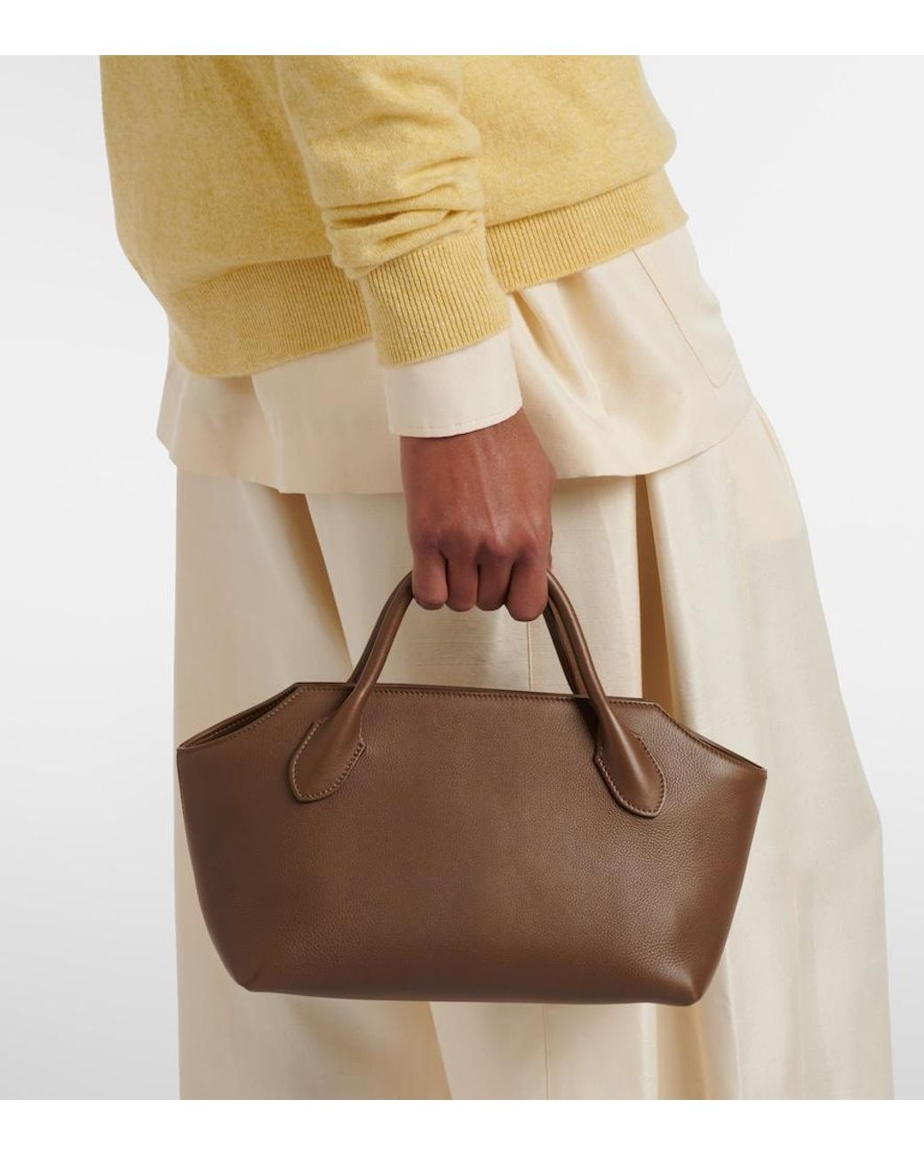 The Row Brown Terrasse Leather Top-Handle Bag