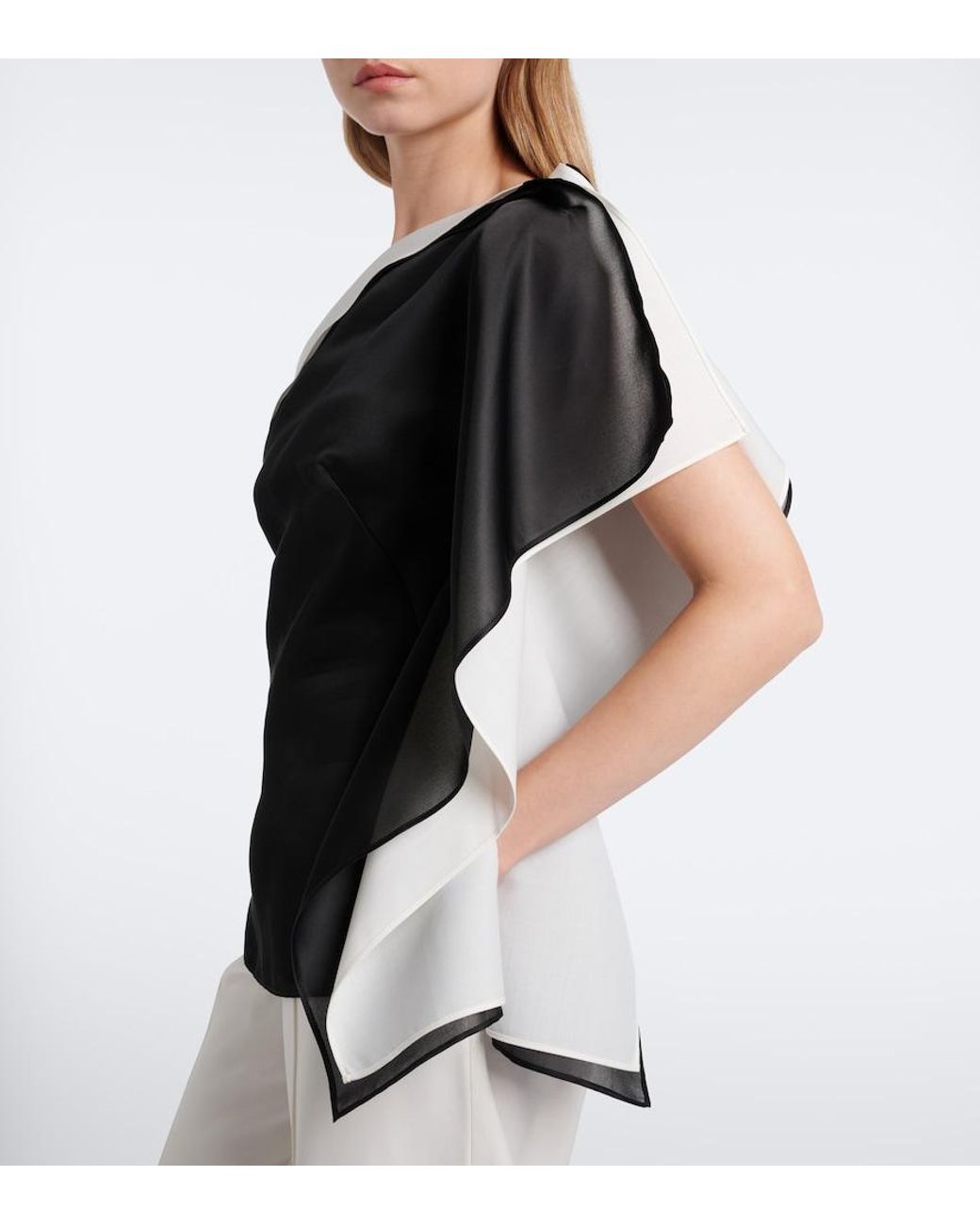 Rohe Black Draped One-Shoulder Silk Top