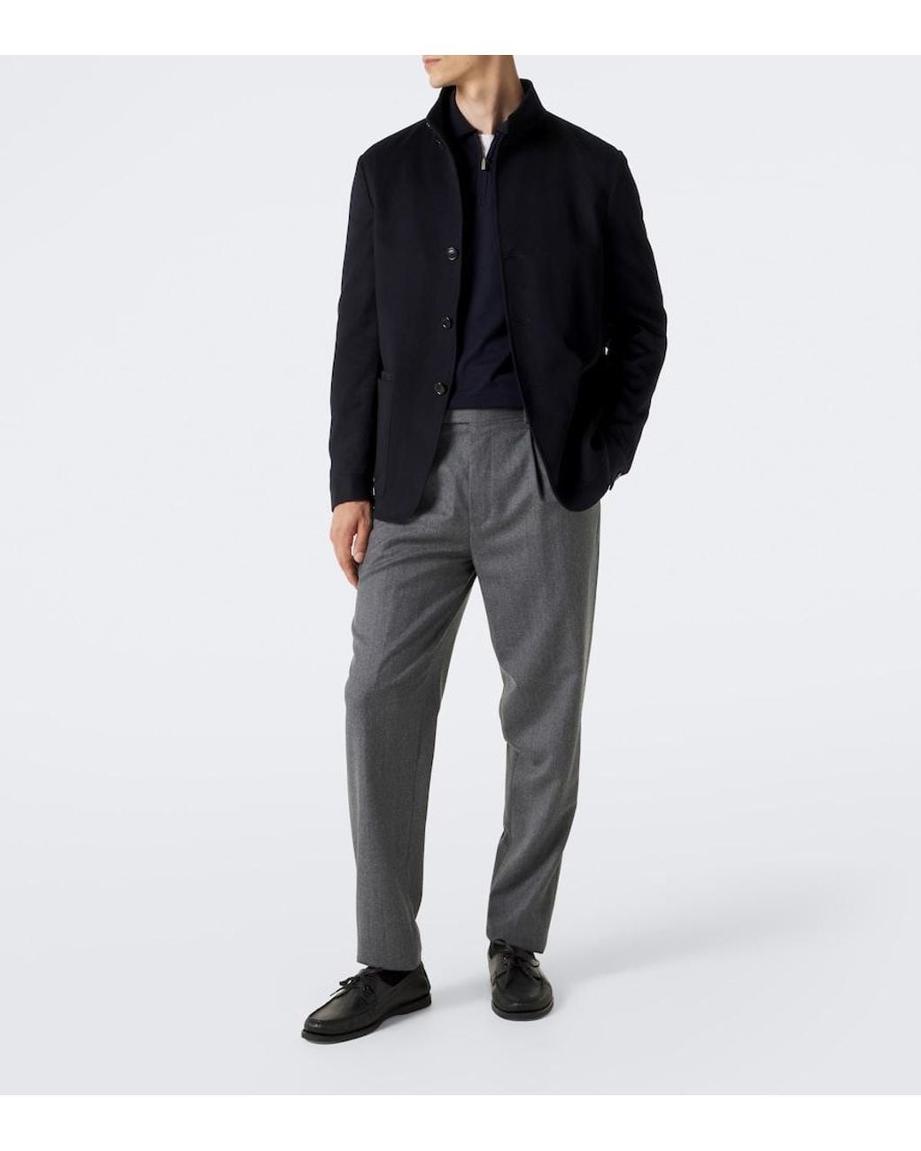 Lardini Blue Wool, Silk, And Cashmere Polo Sweater for men