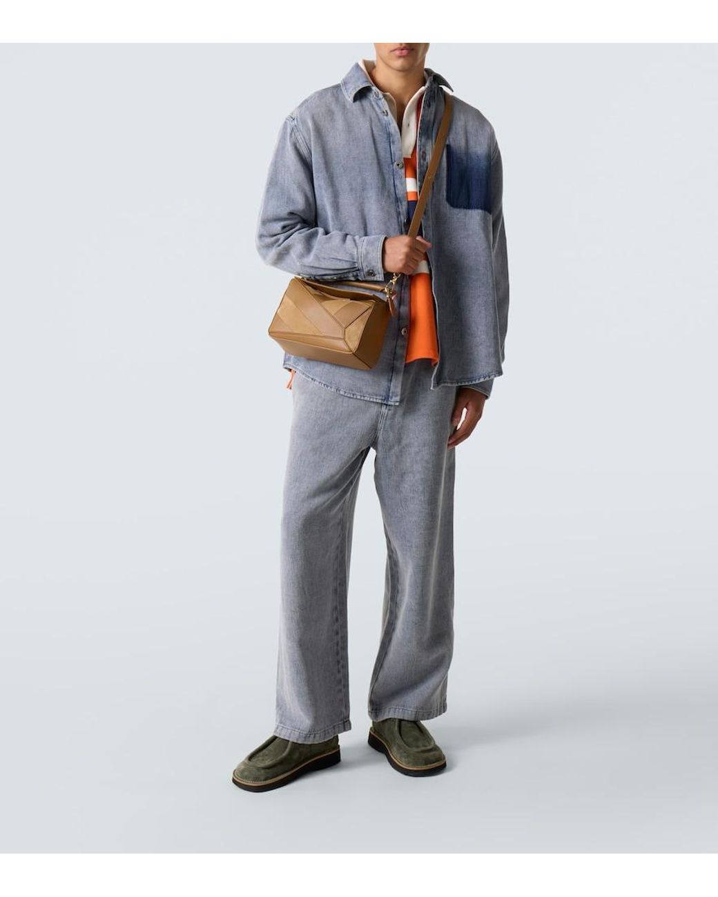 Loewe Brown Puzzle Small Leather And Suede Shoulder Bag for men