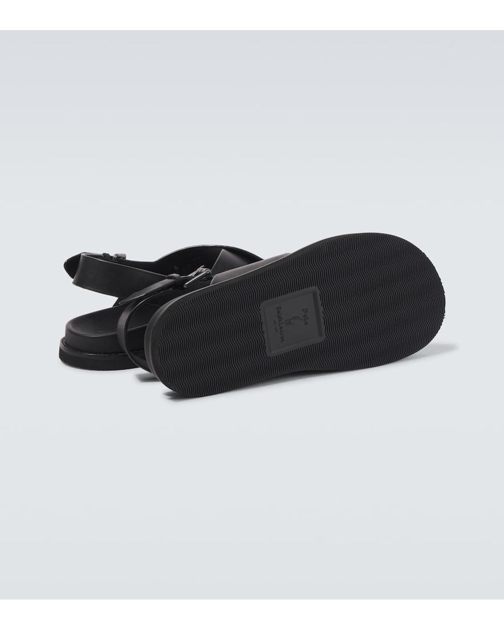 Polo Ralph Lauren Black Zane Leather Slingback Sandals for men