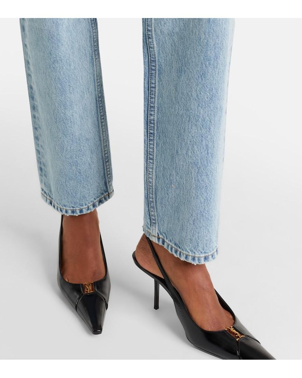 Saint Laurent Blue High-Rise Straight Jeans