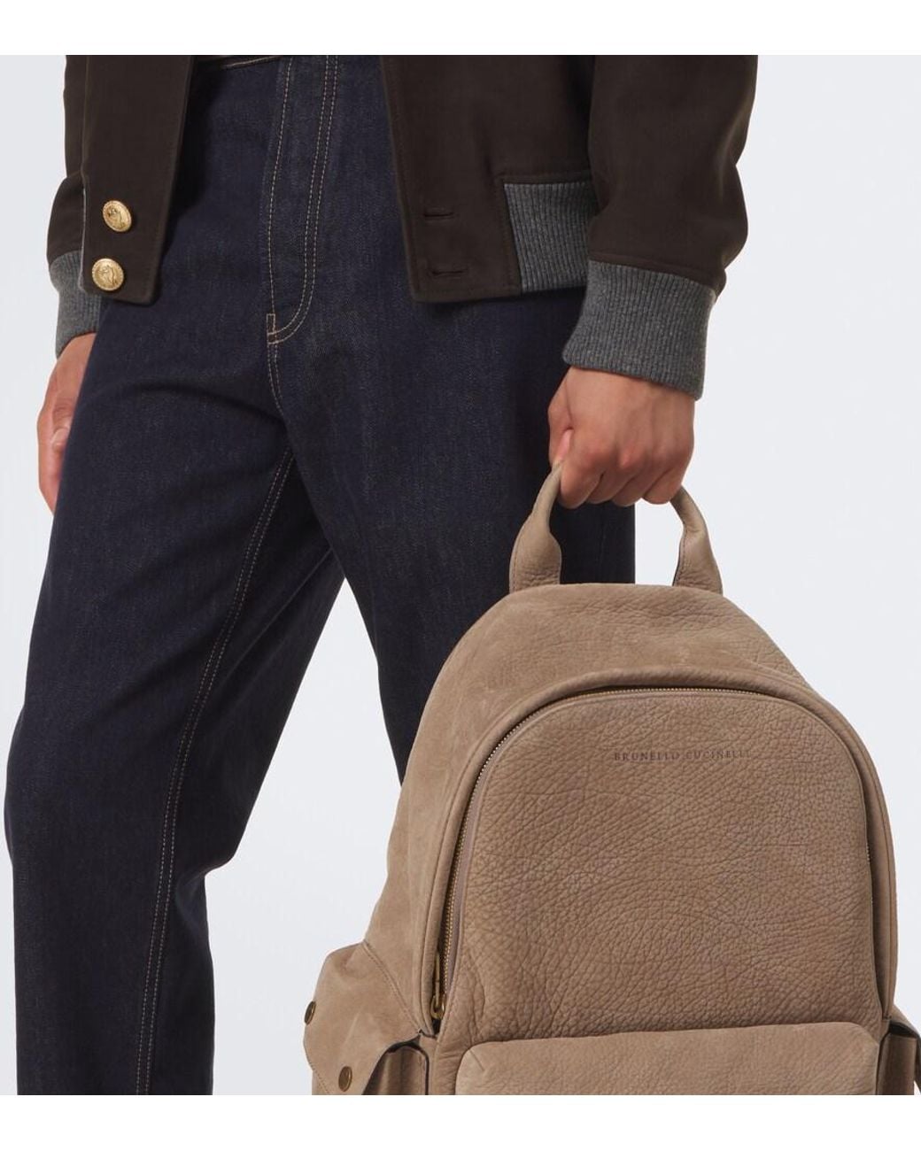 Brunello Cucinelli Natural Leather Backpack for men