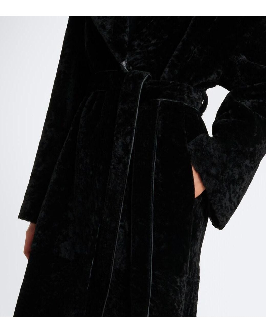 Arma Black Rien Reversible Shearling Wrap Coat
