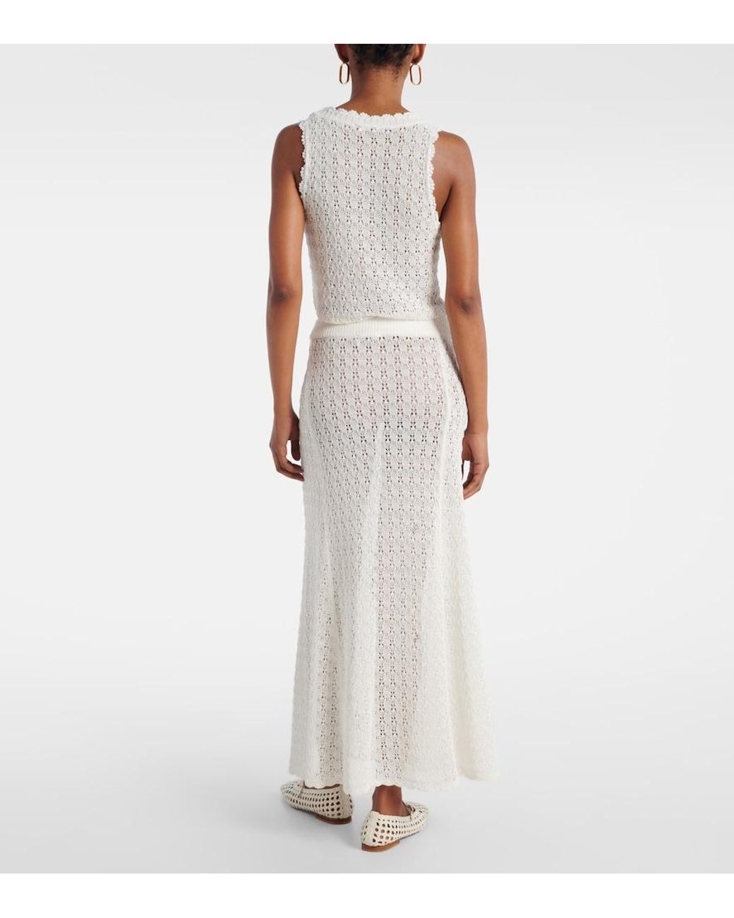 Ganni White Crochet Maxi Skirt