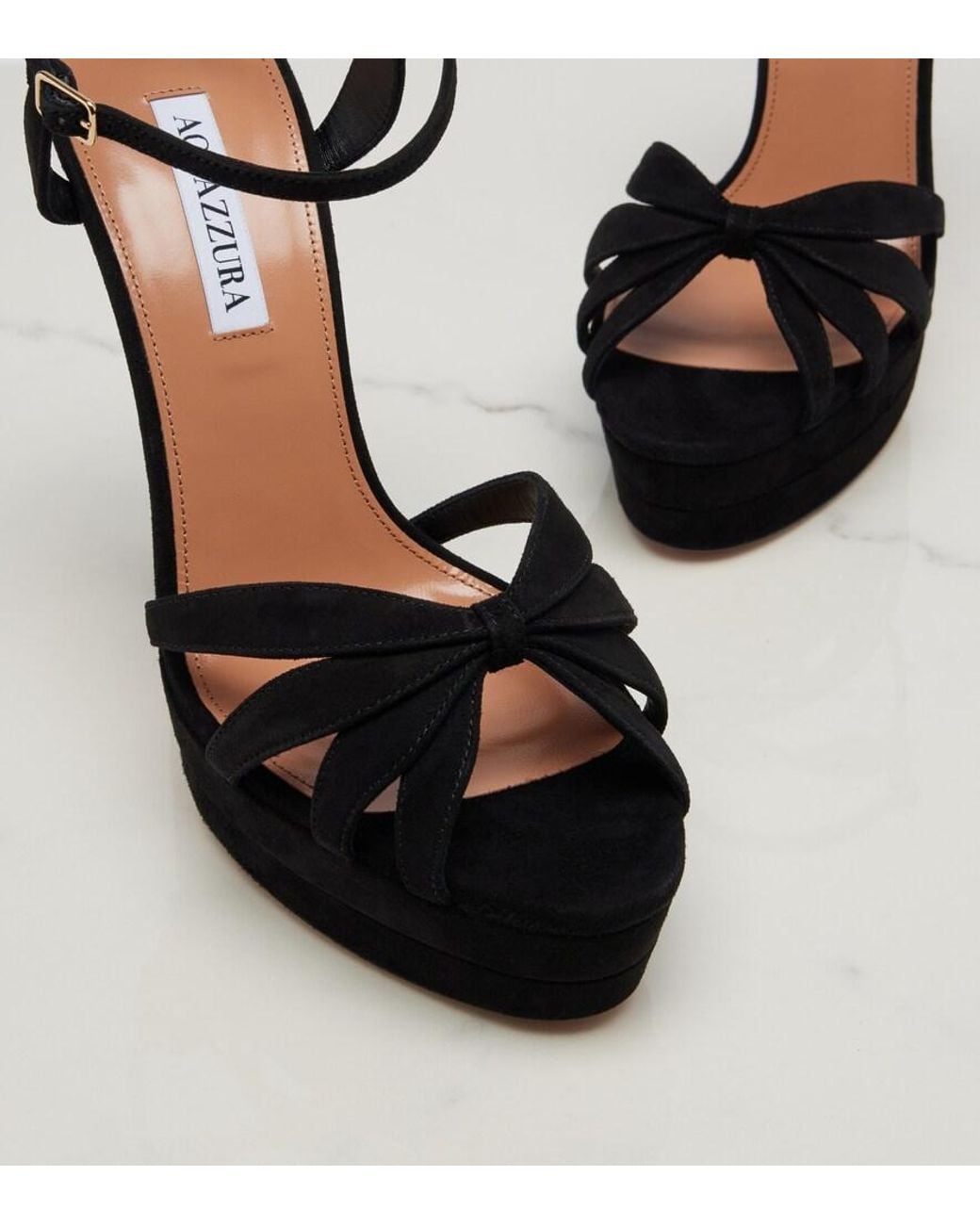 Aquazzura Black Soulmate Suede Platform Sandals