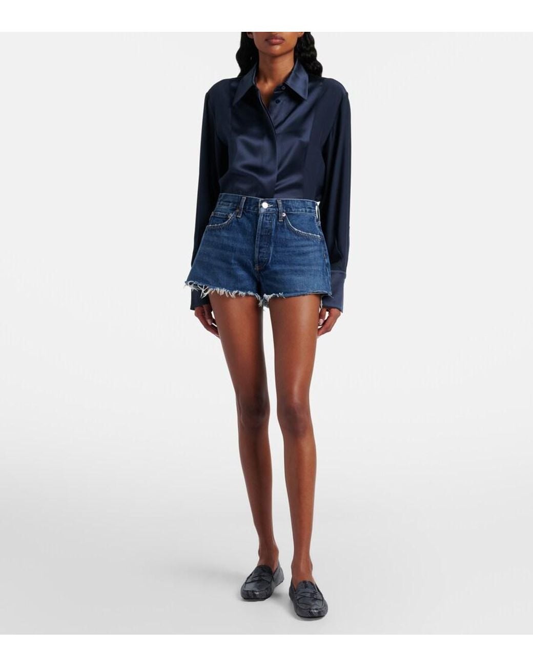 Agolde Blue Parker Denim Shorts