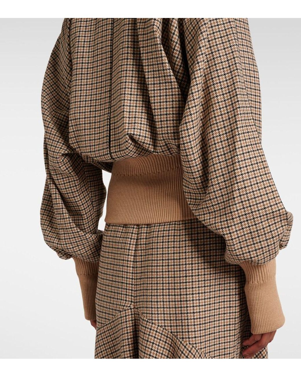 Patou Natural Houndstooth Wool-Blend Flannel Bomber Jacket