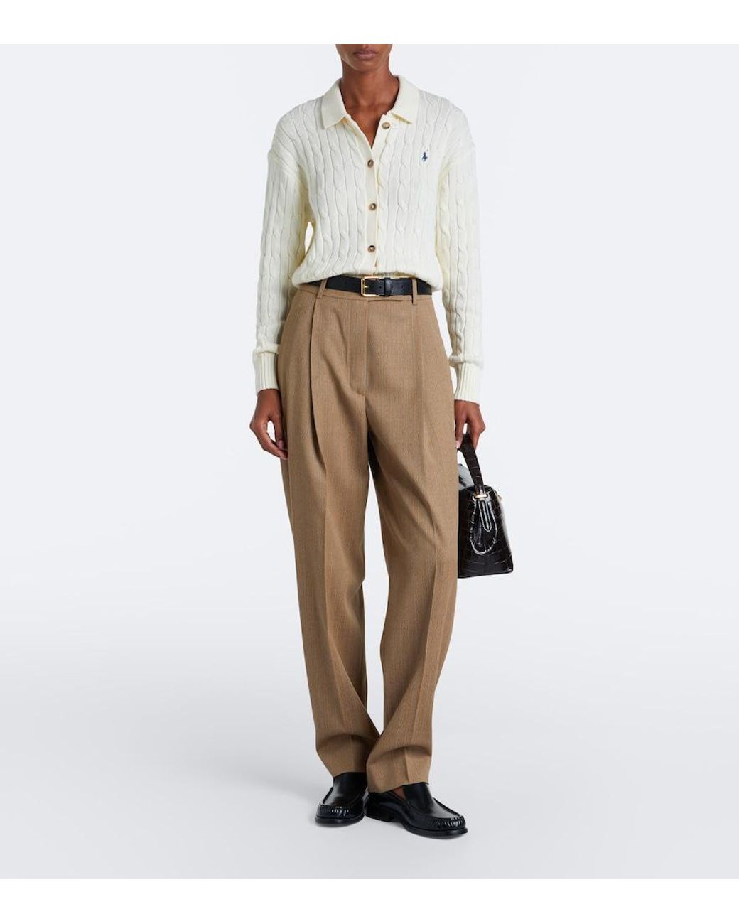 Polo Ralph Lauren White Cable-Knit Cotton Cardigan