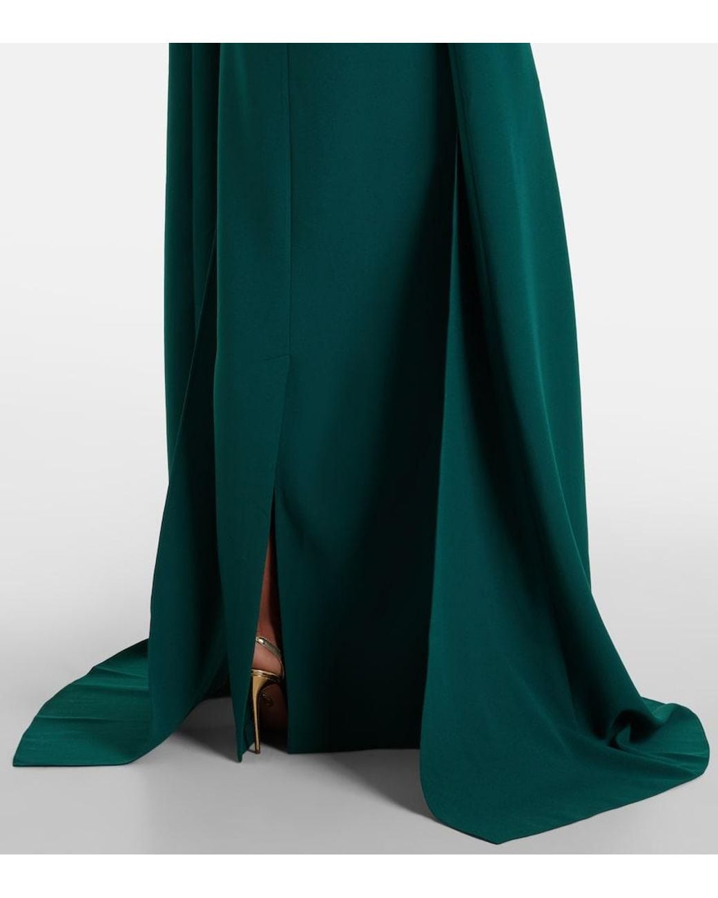 Safiyaa Green Sarita Cutout Crepe Gown