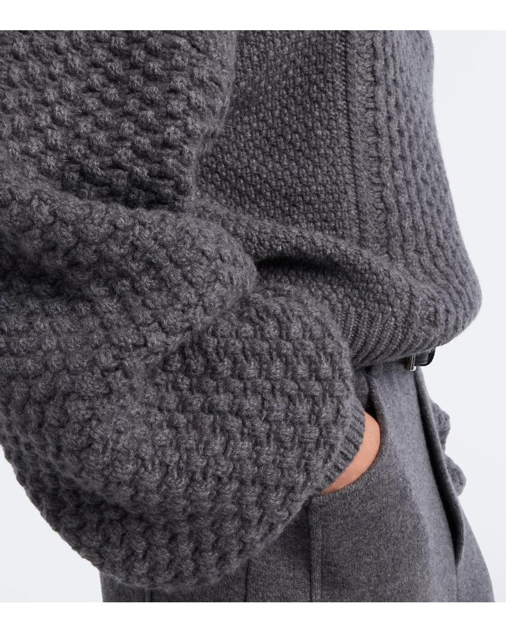 Lisa Yang Gray Clothilde Cable-Knit Cashmere Sweater
