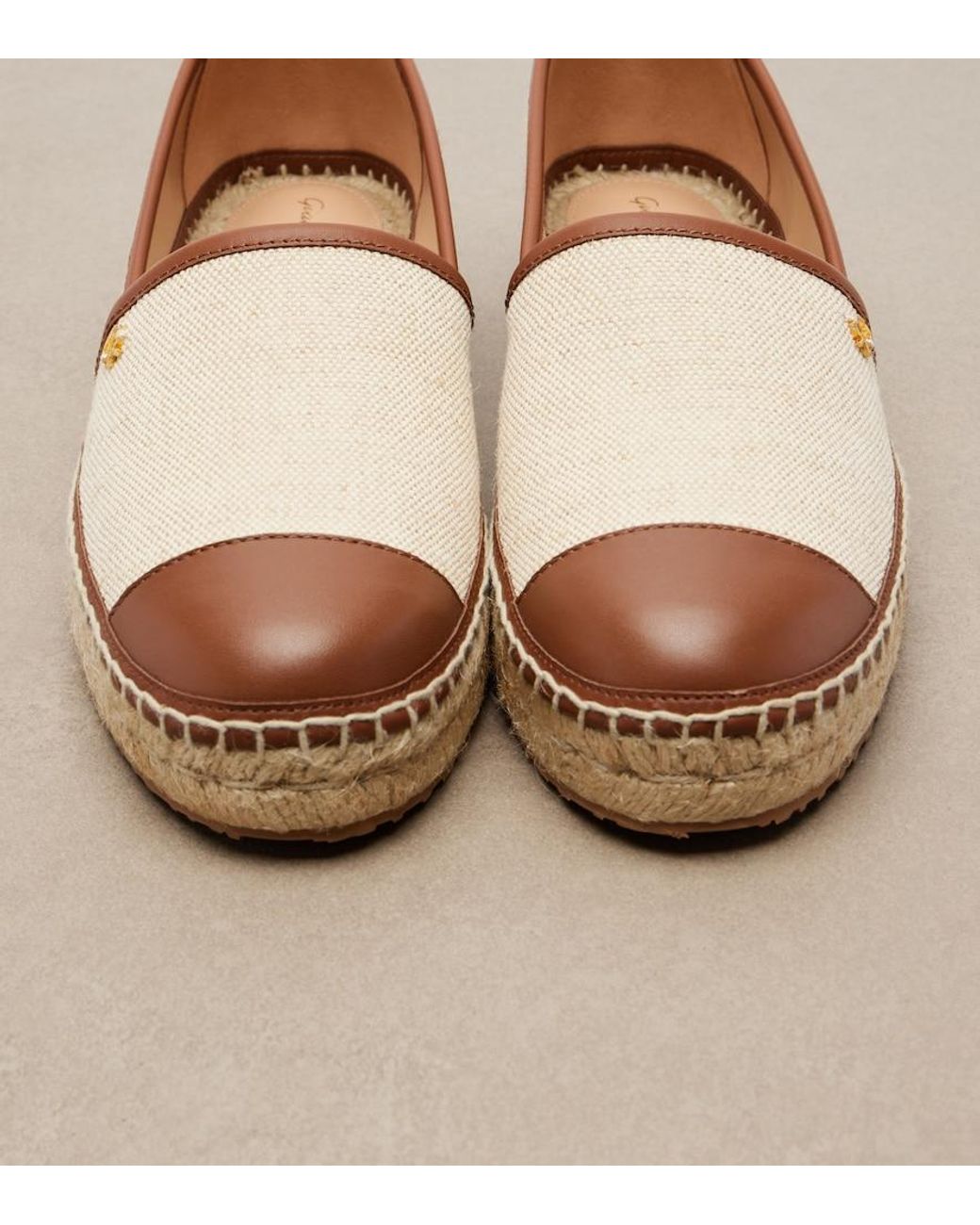 Gianvito Rossi Brown Leather-Trimmed Canvas Espadrilles