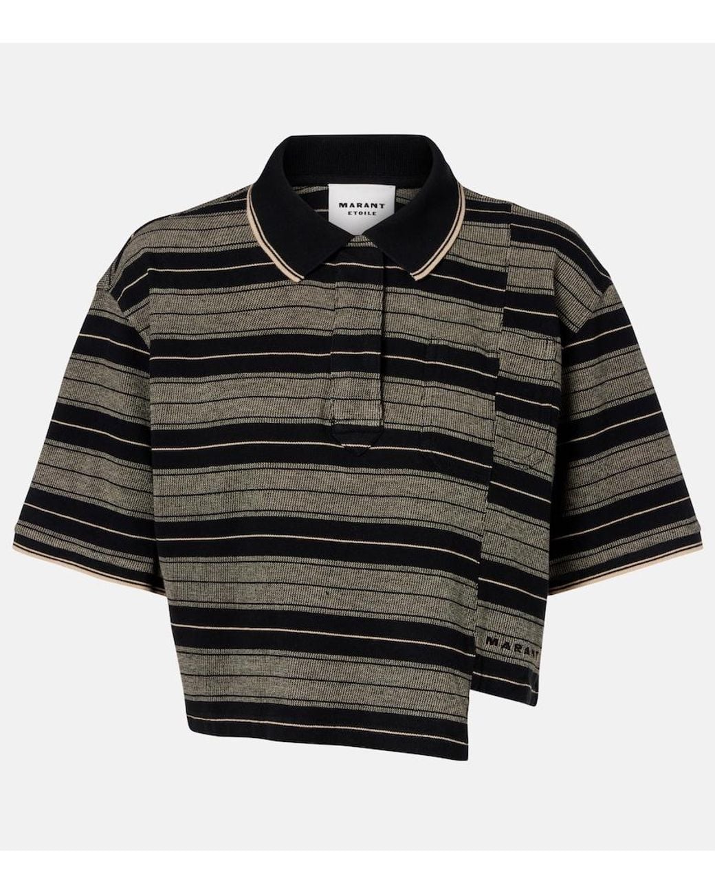 Isabel Marant Black Isalyne Striped Cotton Polo Shirt