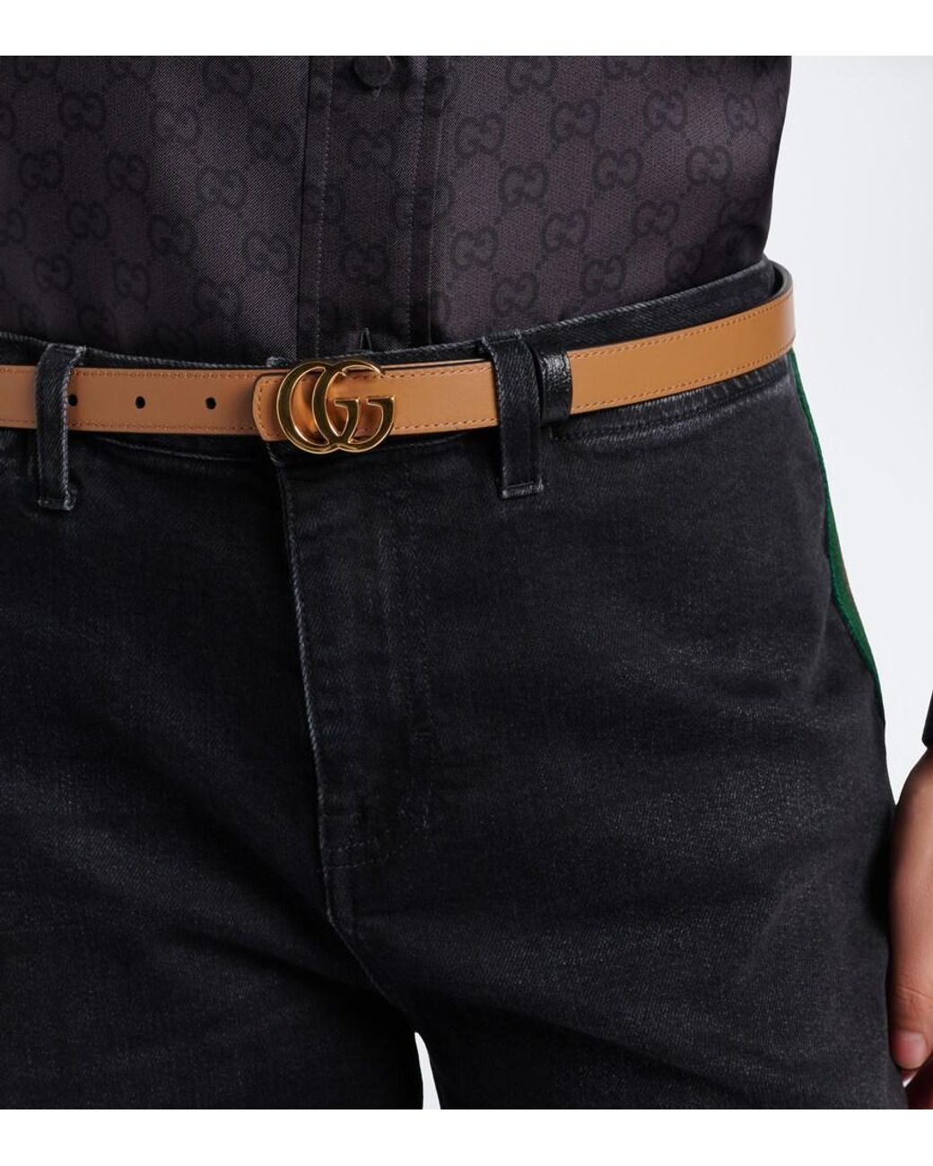 Gucci Black Gg Marmont Reversible Leather Belt