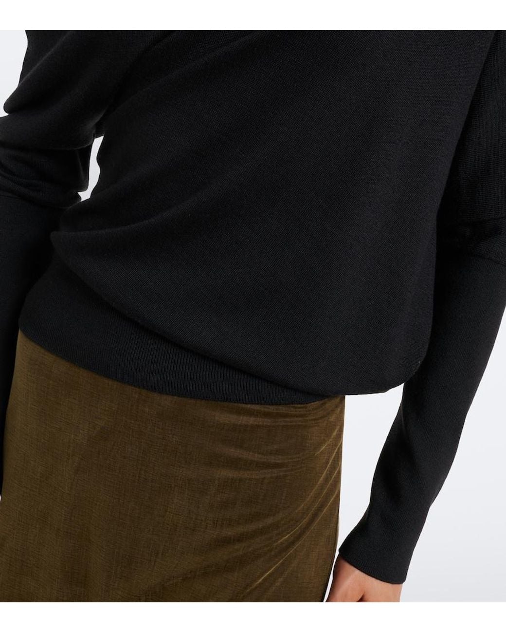 Tom Ford Black Off-Shoulder Wool And Silk Sweater