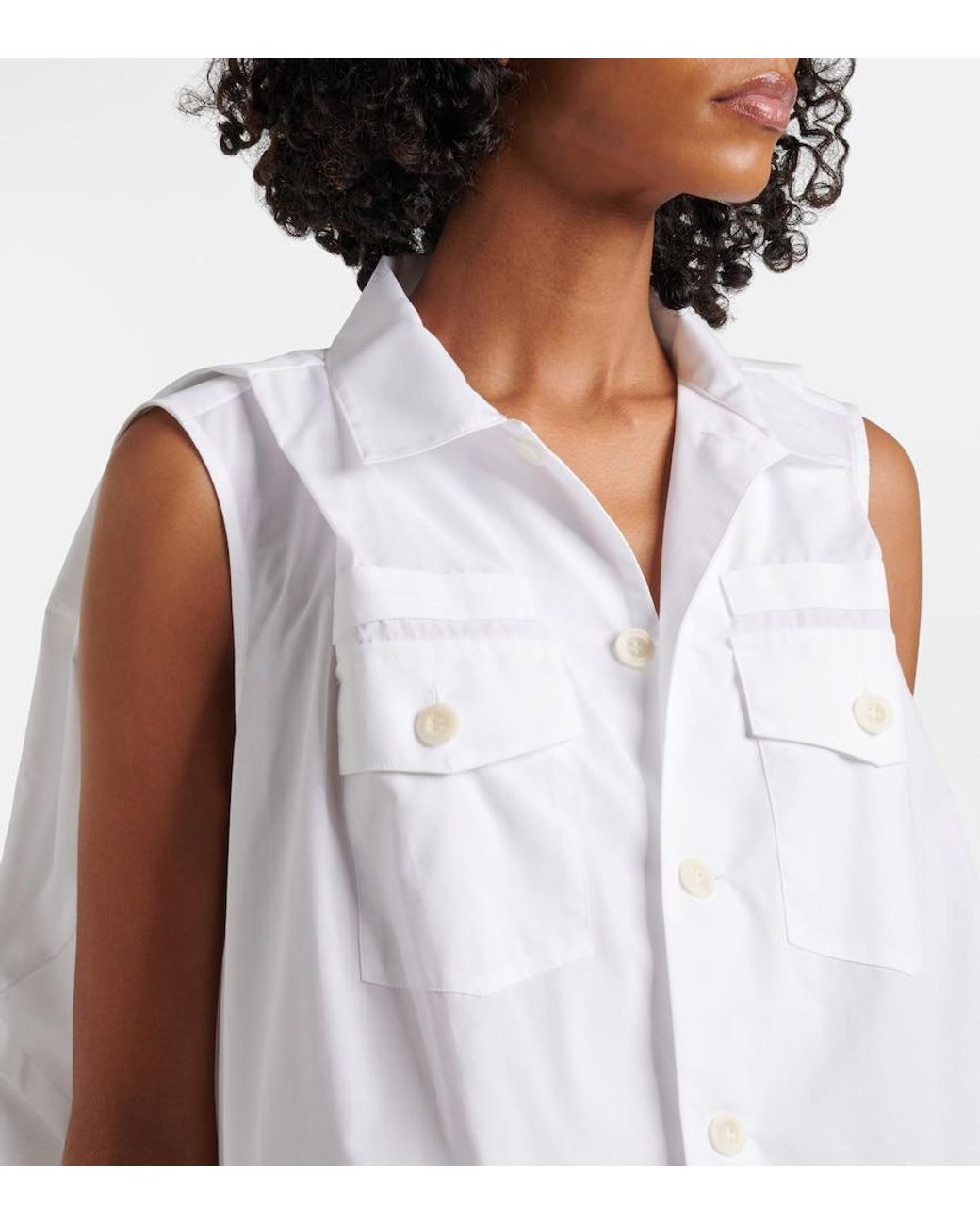 Sacai White Poplin Minidress