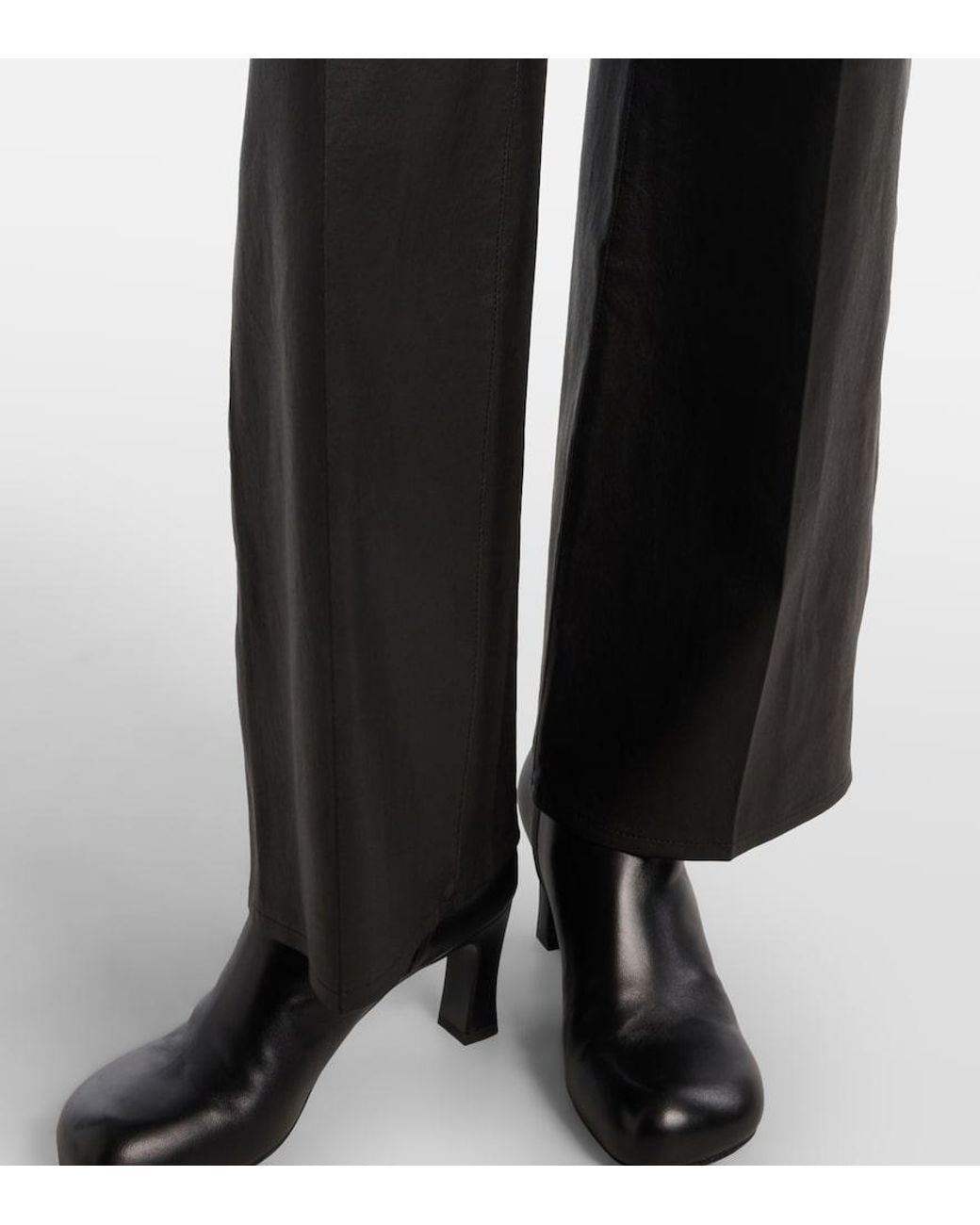 FRAME Black Le Slim Palazzo High-Rise Leather Pants