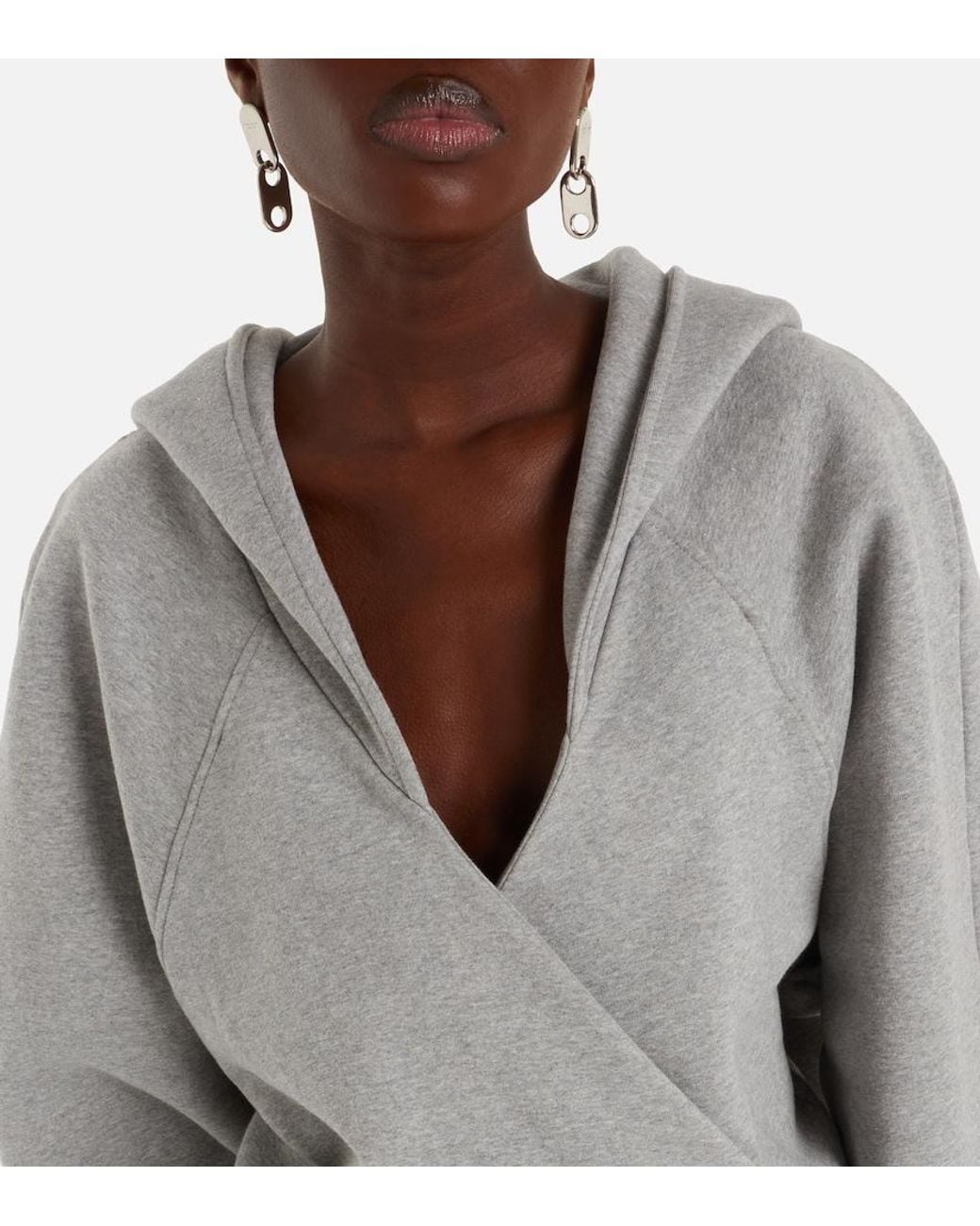 The Attico Gray Cotton Jersey Sweatshirt Dress