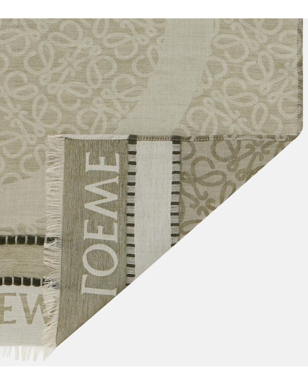 Loewe Green Anagram Cotton Jacquard Scarf