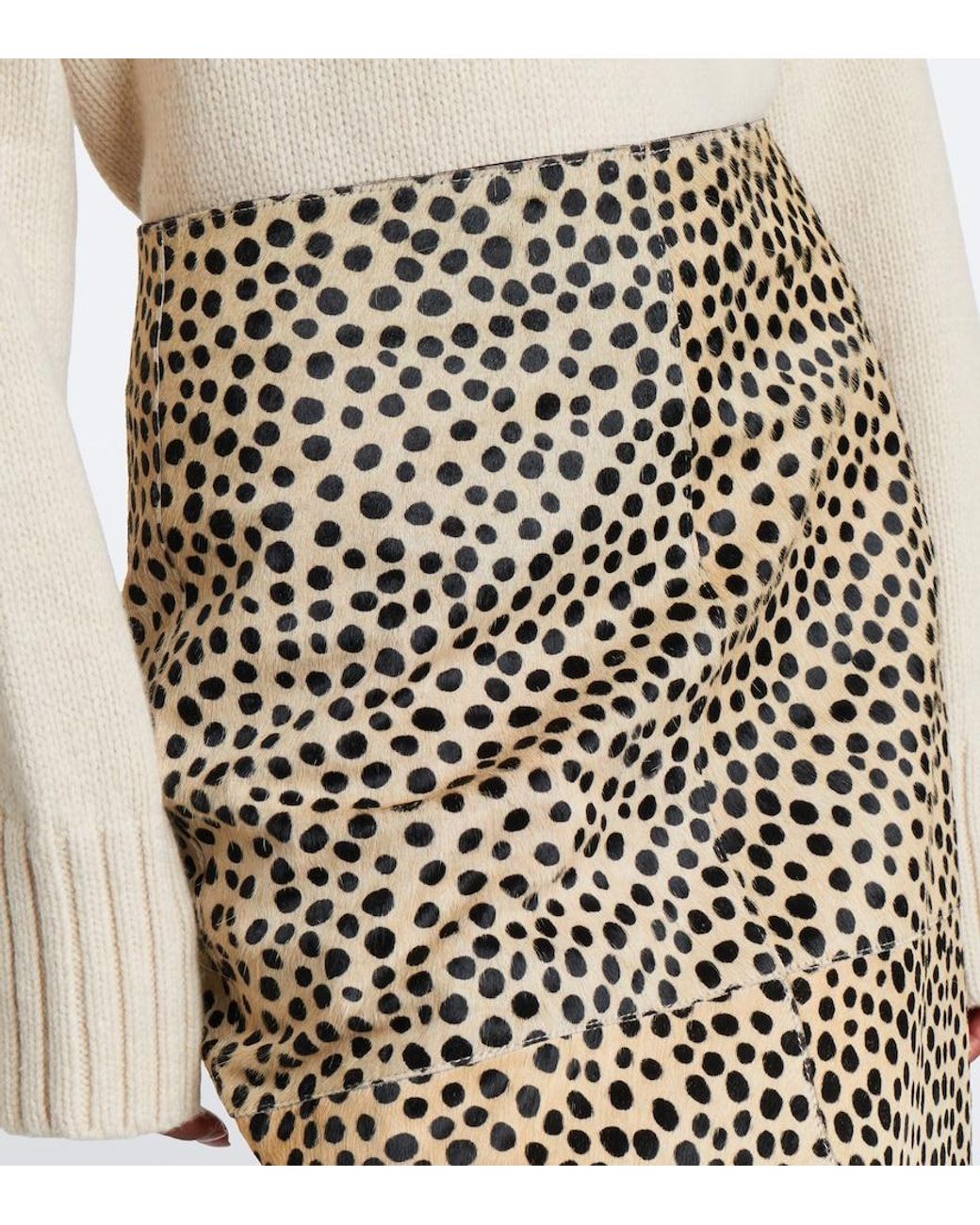 Rohe White Cheetah-Print Calf Hair Pencil Skirt