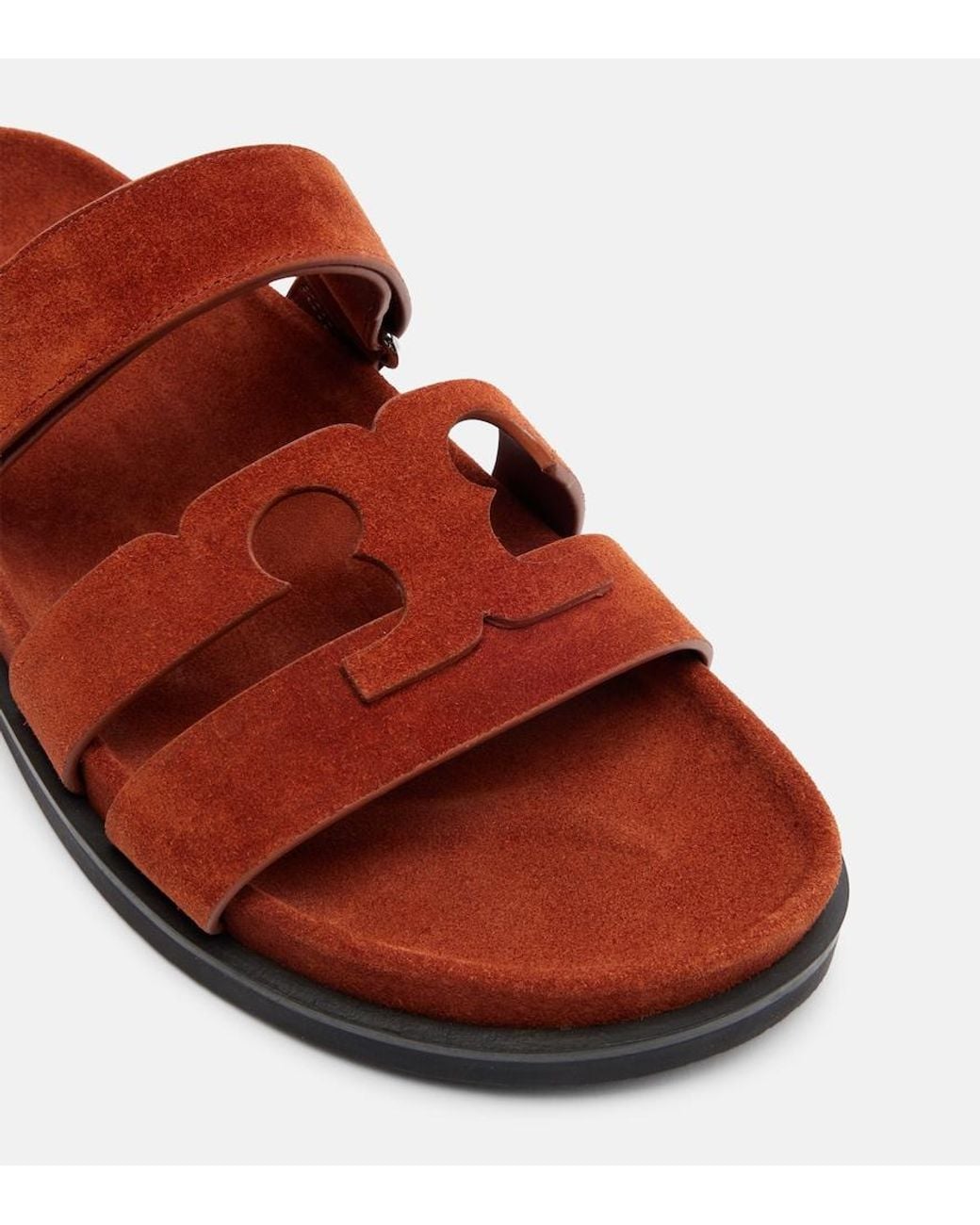 Tory Burch Red Ines Suede Slides