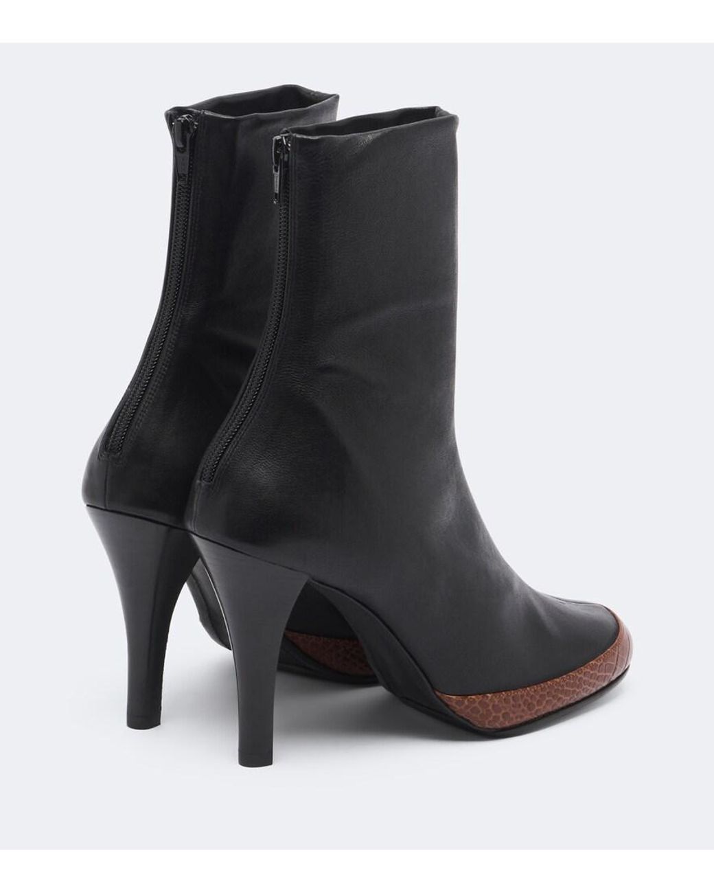 Jude Black Luna Croc-Effect Leather Ankle Boots