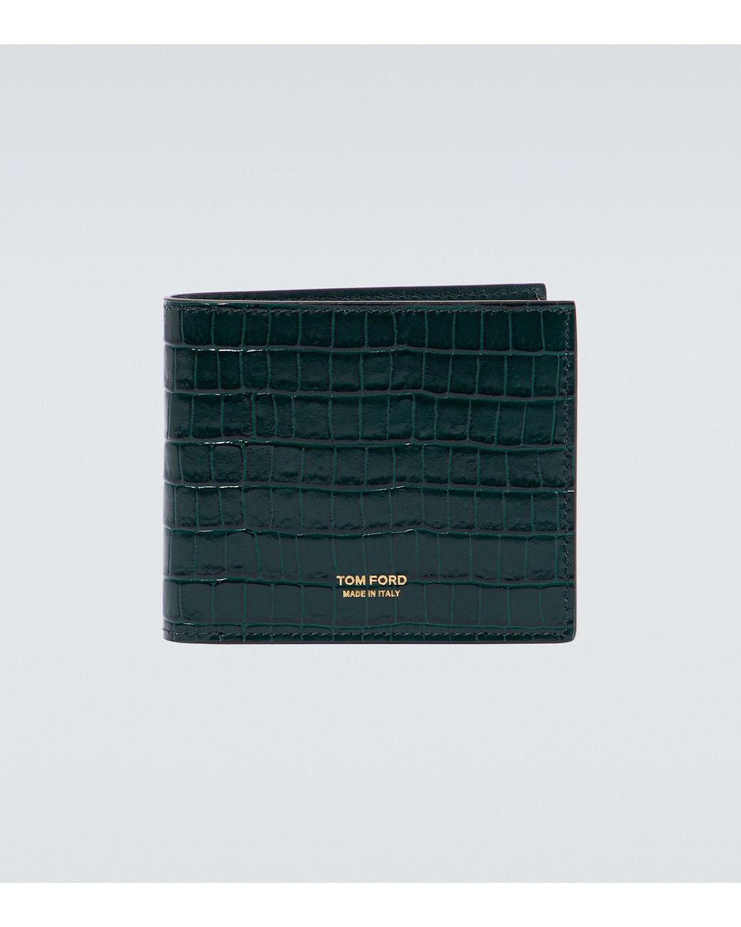 Tom Ford Croc-effect Leather Bifold Wallet in Green for Men | Lyst
