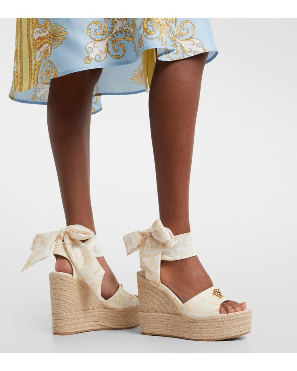 Versace Metallic Espadrille-Sandalen 120 Aus Leder