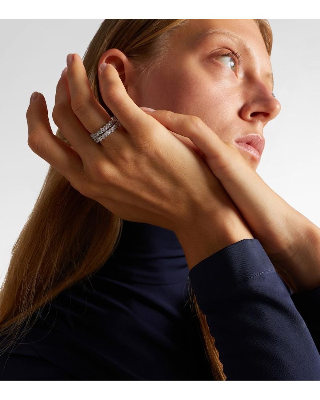 Suzanne Kalan White Icon Mini 18Kt Tech Ring Jackets With Diamonds
